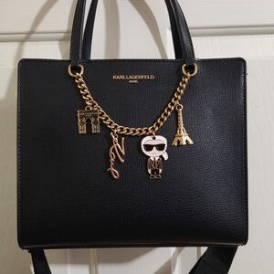 Karl Lagerfeld Maybelle Black Satchel Crossbody